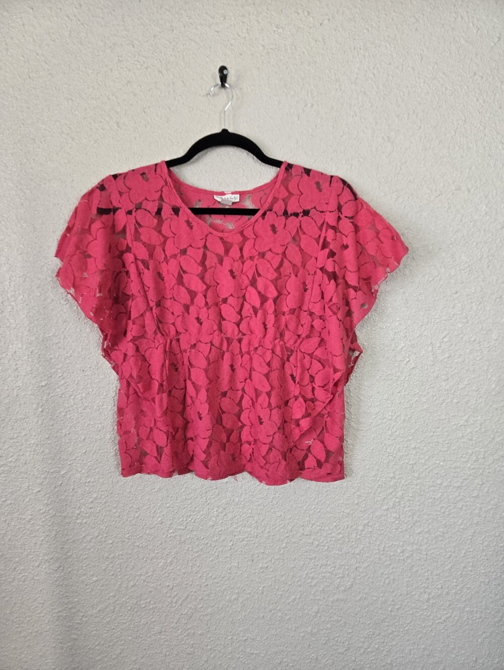 Belle Du Jour Red Lacy Blouse Plus Size 2X New #2C870